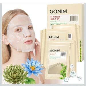 20x NEW GONIM HYDRO BOOST Blue Lotus Sheet Masks Skin Barrier Face Mask Bundle